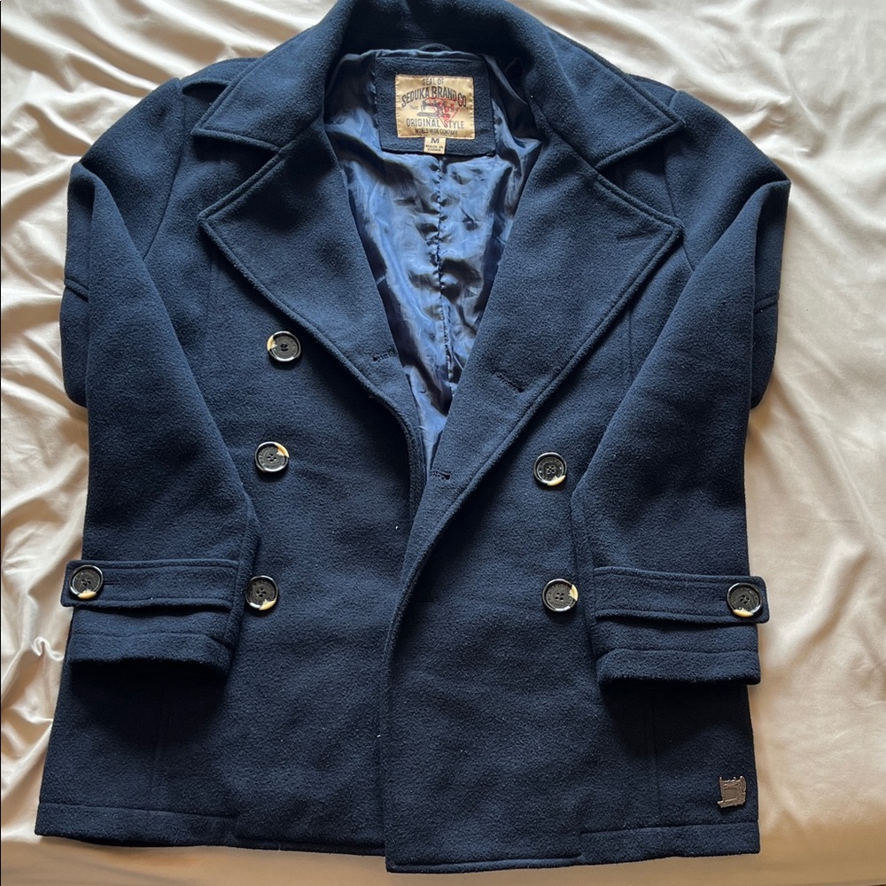 Classic Navy Double-Breasted Pea Coat